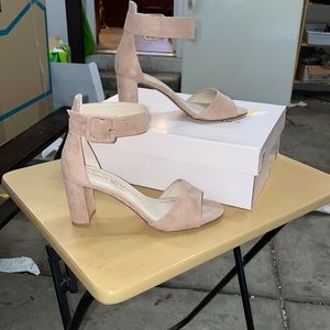 Tan suede high heels, size 7